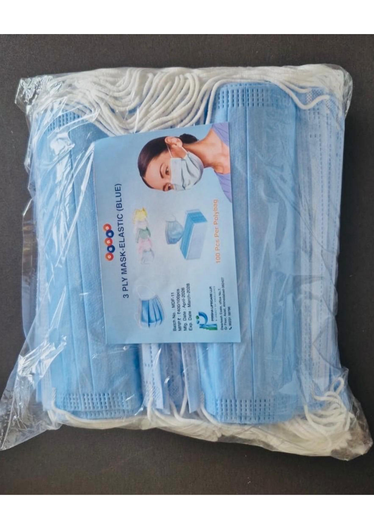 3 Ply Surgical Face Mask Elastic Blue